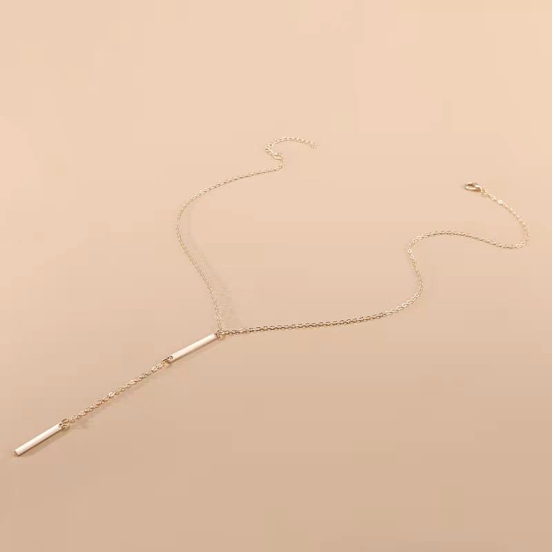 Модная панк женская простая бижутерия, зигзагообразный вертикальный стержень длинная полоска медный стержень кулон ожерелье