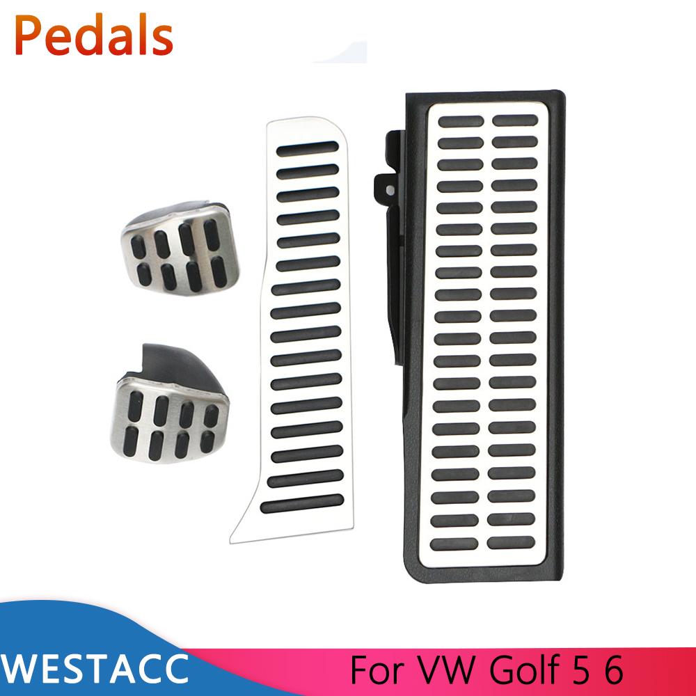 Bilpedaldeksel for VW Golft 5 6 Tiguan Touran for Skoda Octavia A5 LHD Rustfritt stål Akselerator Gass Bremse Clutch Hvile