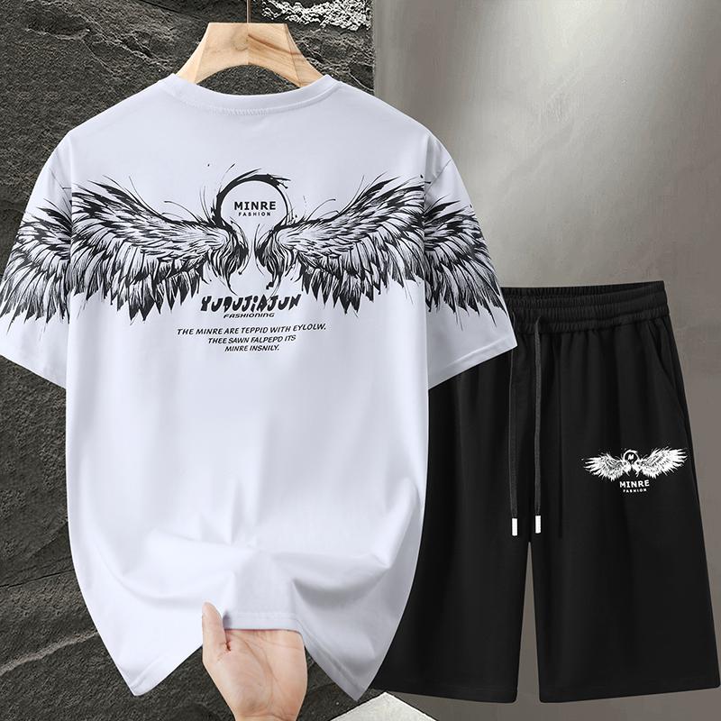 5XL-11XL Nadměrné tričko Letní Pánské Sety Móda Plus Size Dvoudílné Krátké Sety pro Muže Vintage Oblečení