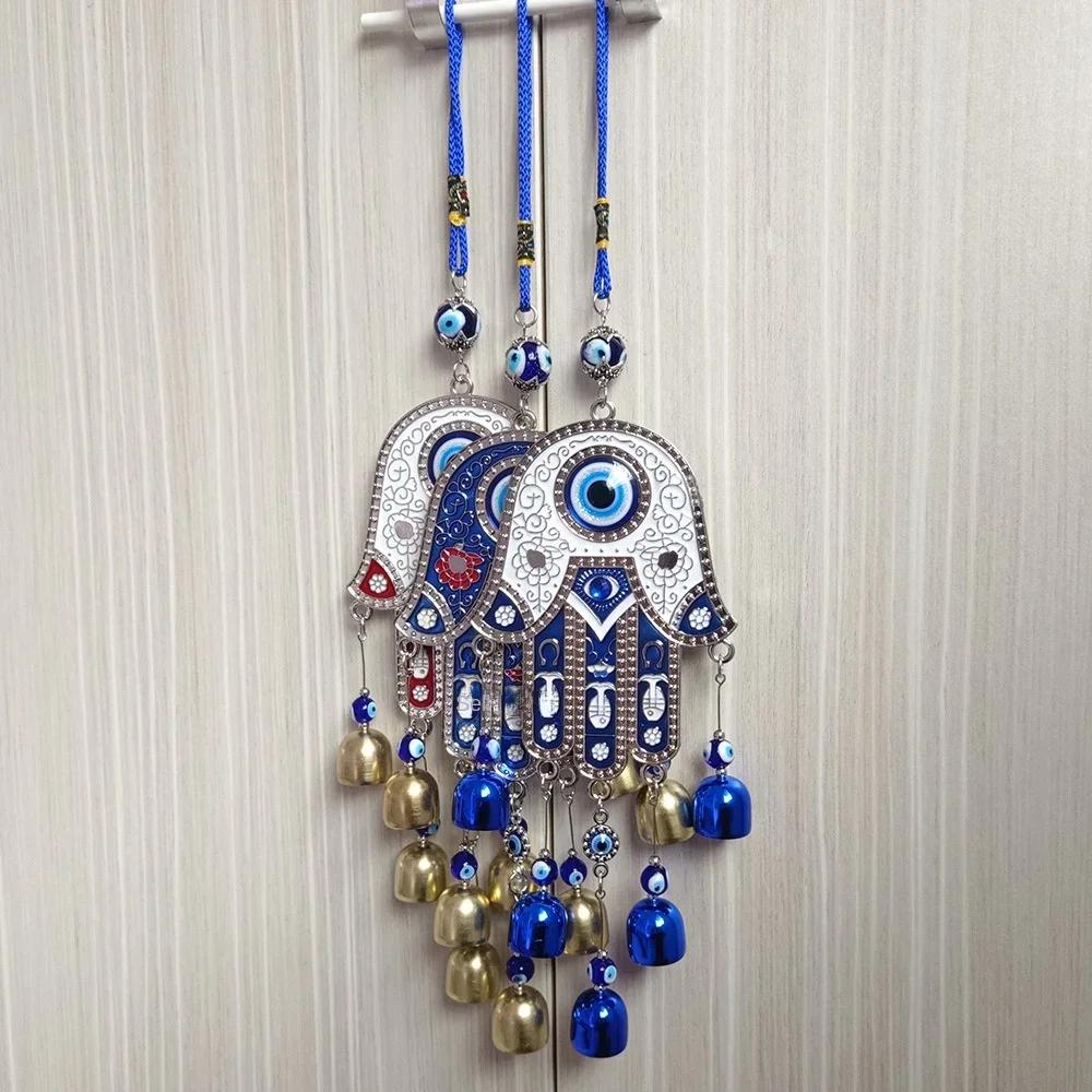 Fatima Hands Wind Chimes Hanging Retro European Blue Eye Accessories Hanging Demon Eyes Wall Decoration Wind Chimes