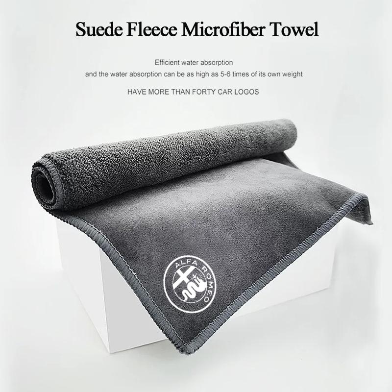 1Pc Microfiber Towel Cleaning Towel Wash Auto Cloth Rags For Alfa Romeo Giulia Stelvio Giulietta 156 159 147 Mito Tonale Brera D