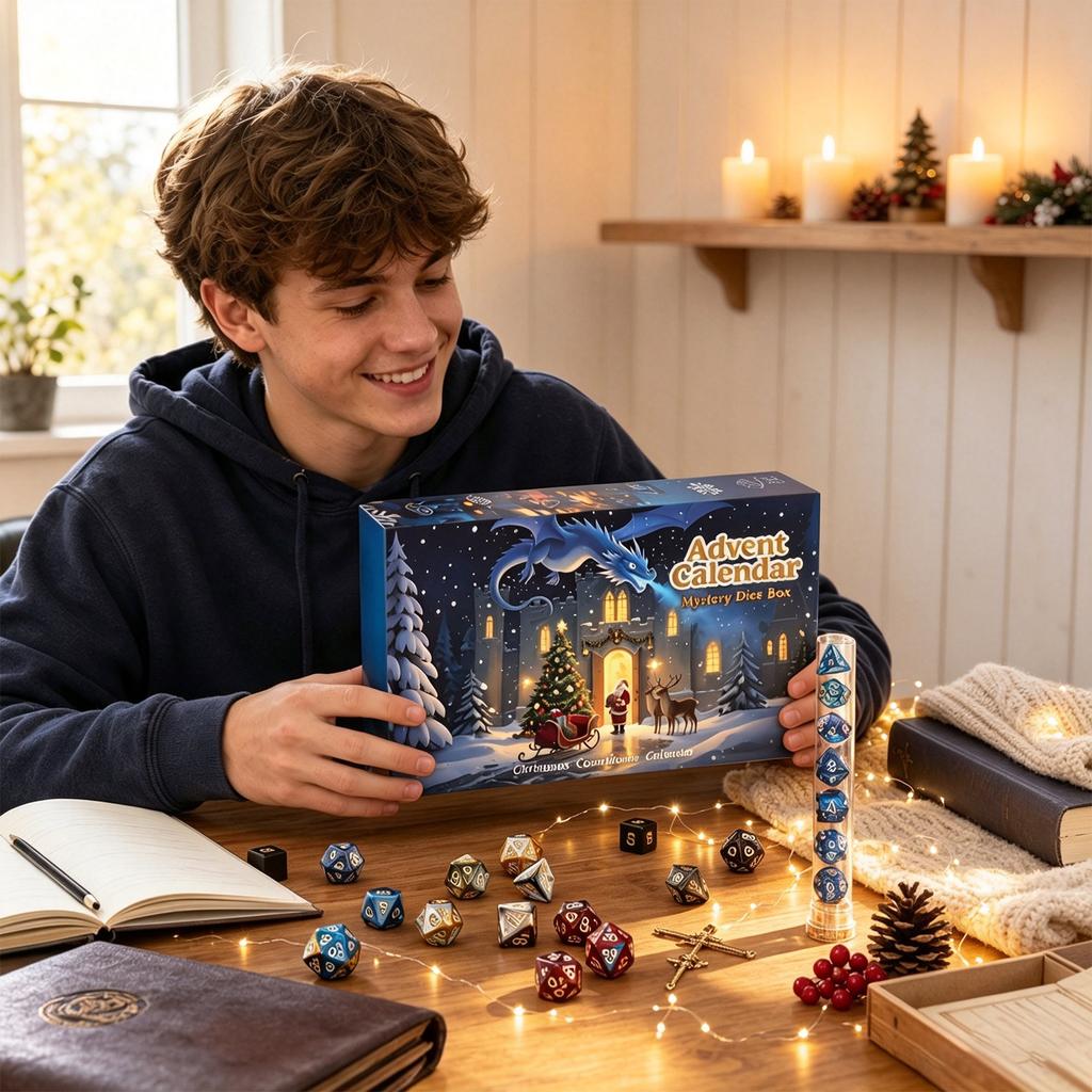 Würfel-Adventskalender mit polyedrischem Würfelset für Tabletop-Rollenspiele, Rollenspiele, Brettspiele - Tage der Würfel