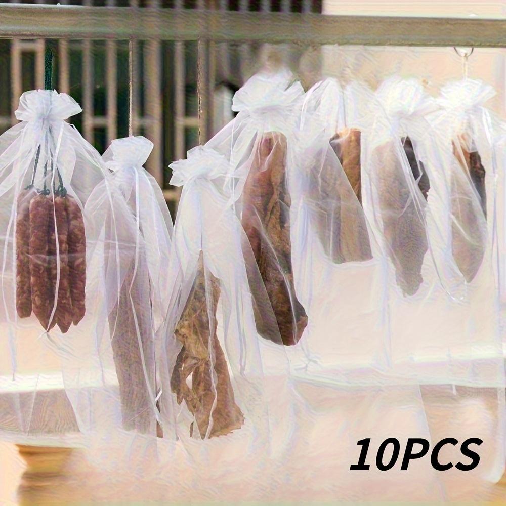 10/25 Insect-proof Drawstring Mesh Bags, Insect-proof Drawstring Mesh Bags Suitable for Bacon, Sausages, Bacon, Ham, Etc 10pcs