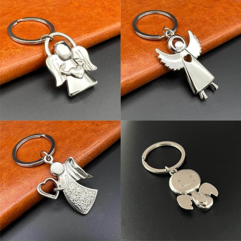 Trendy Angel Wing Keyring Protective Amulet for Men Women Backpack Pendant Decor