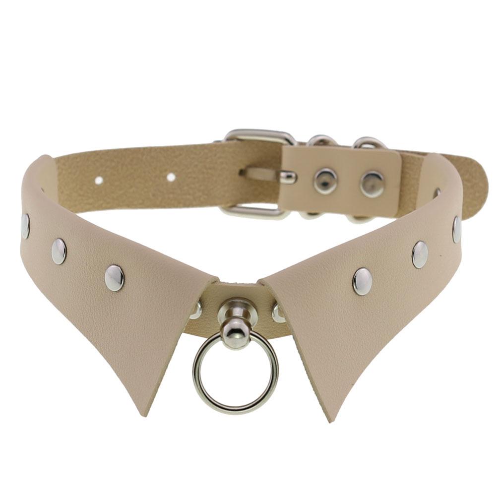 European & American Punk Gothic Leather Collar Necklace with Simple Fashion Ring