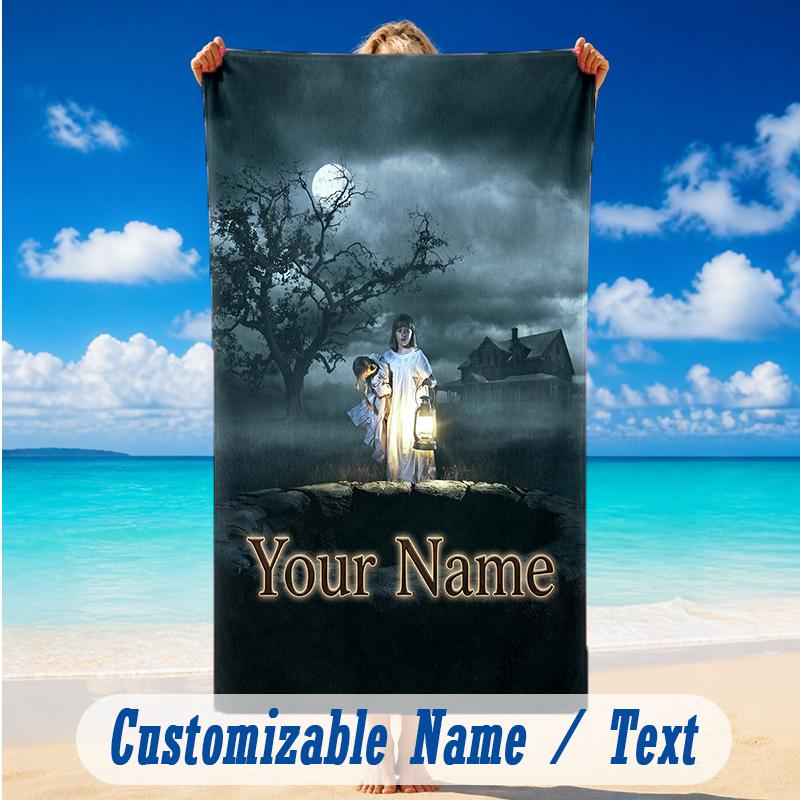 Beach Towel Custom Name Text, Quick Dry Large Towel For Beach HomeThe Conjuring Annabelle
