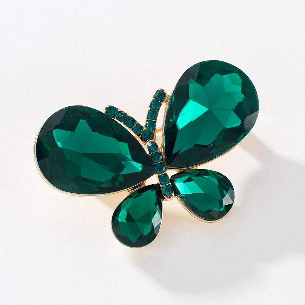 

Корейский стиль, стеклянная брошь со стразами и бабочками, декоративная булавка для пальто, аксессуары для одежды из сплава животных, PD821 зелёный