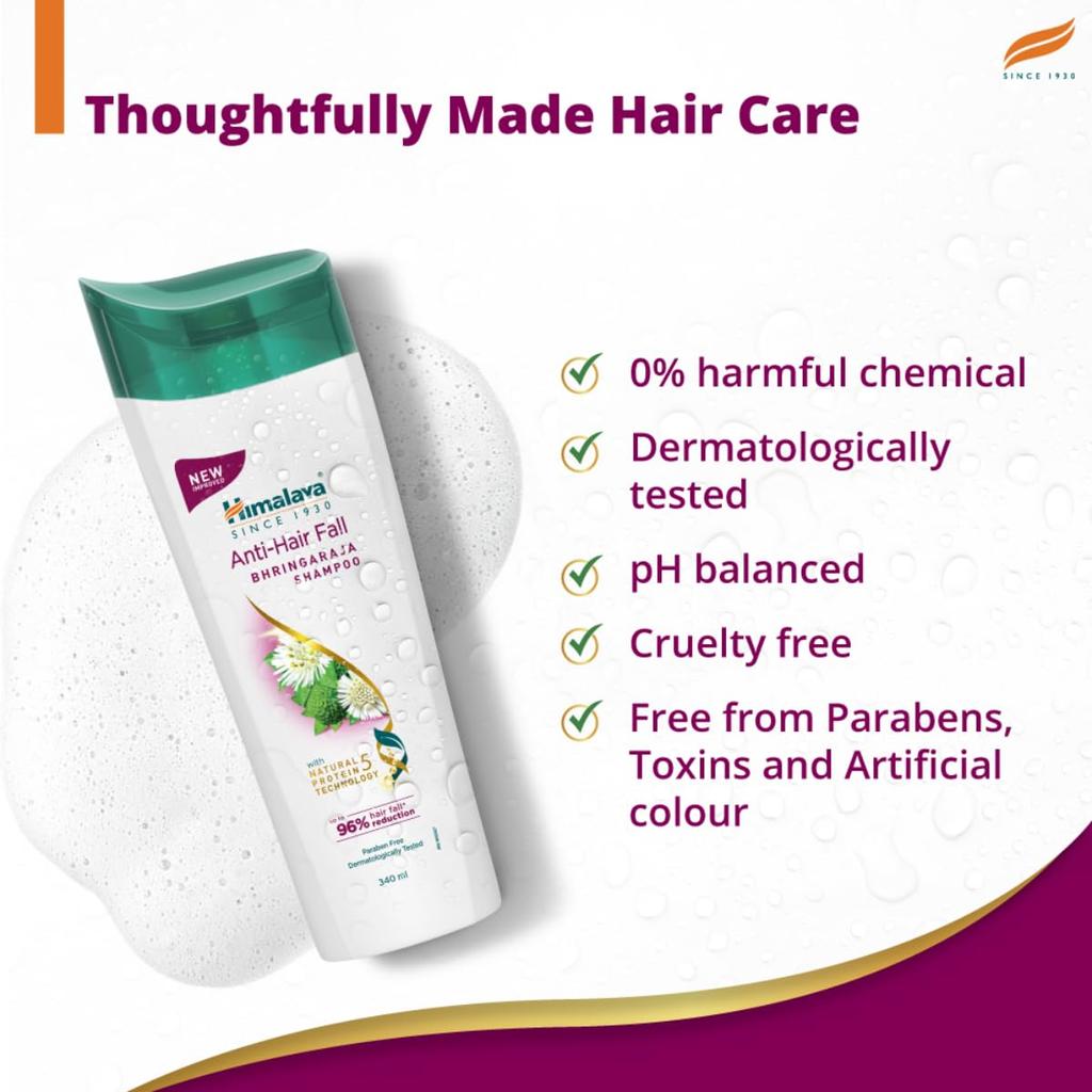 Himalaya Anti-Hair Fall Shampoo 340ml For Men And Women Reduces Hair Fall And Strengthens Hair With Bhringaraja And Palasha For Healthy Looking Hair