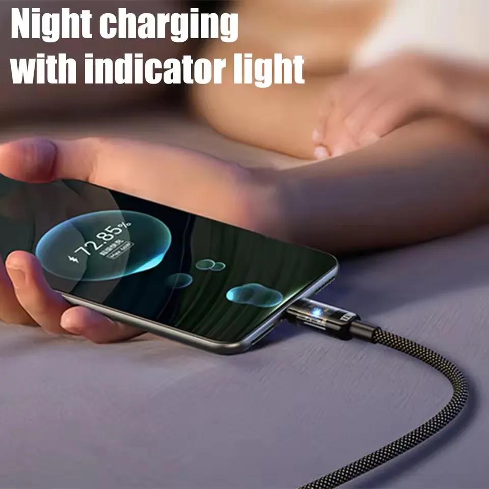 240W Super Quick Charging Nylon Cables USB Type C Transparent LED Display Data Cord USB-C Wire for Android Samsung Xiaomi