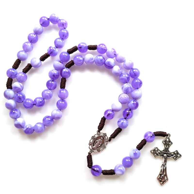 Vintage Religiöse Katholische Kreuz Rosenkranz Halskette Perlen Heilige Figur Jesus Hängen Anhänger Jesus Rosenkranz Halskette Für Frauen Männer
