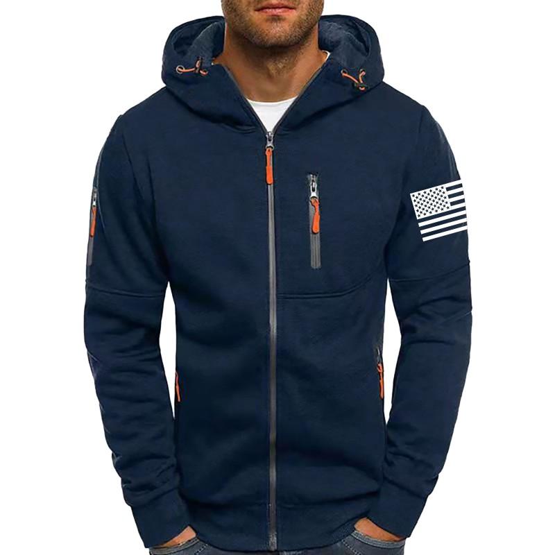 Mens Casual Sports Zip Up Hoodie Solid Color Gym Workout Loose Fit Hooded Sweatshirt