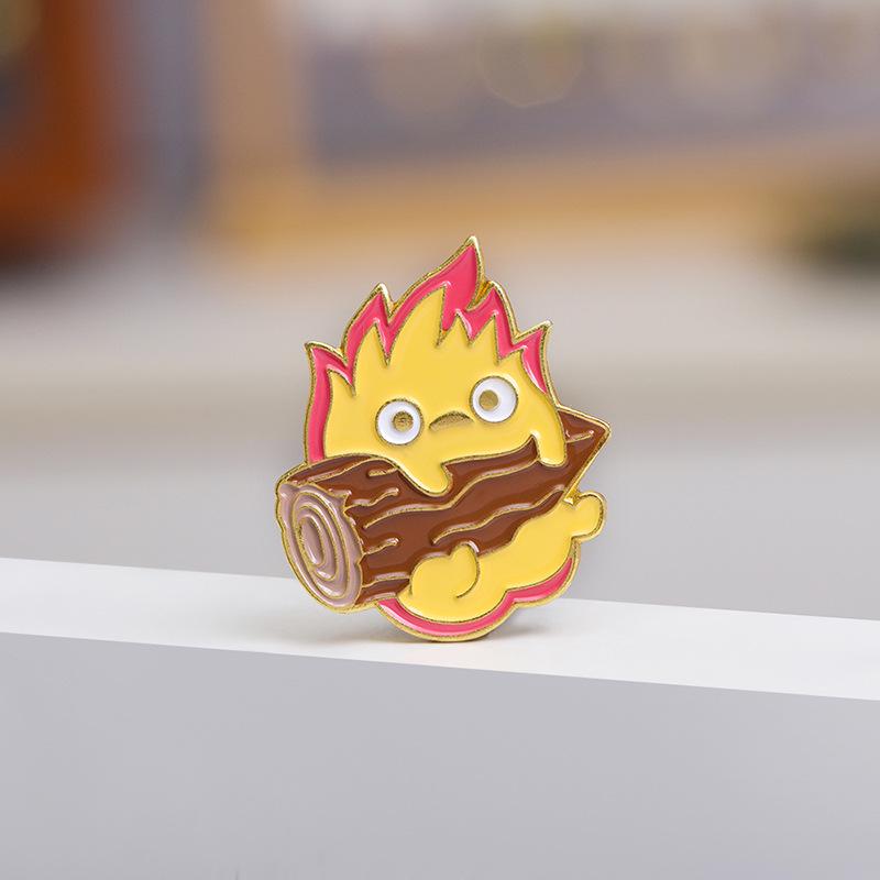 Calcifer Fire Sprite Enamel Pin - Japanese Game Cartoon Lapel Brooch