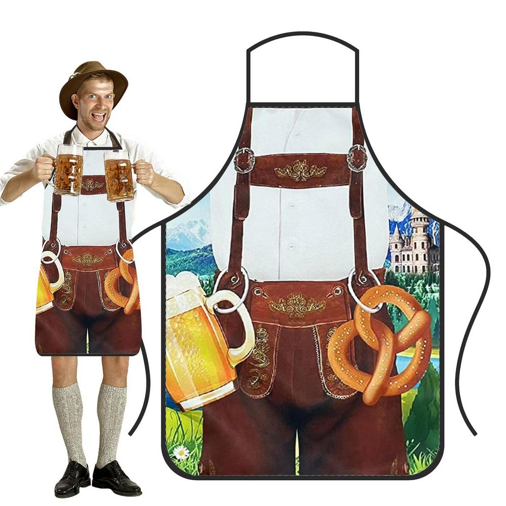 Oktoberfest Apron Personality Sexy Kitchen Waterproof Apron For Woman Delantal Cocina Hombre Barista BBQ Funny Muscle Apron Bibs