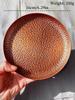 Round Shape Red Copper Cheese Tray,Retro Engraving Hammer Texture Home Portable Food Plate,Snack Fruit Disc Table Decorationk