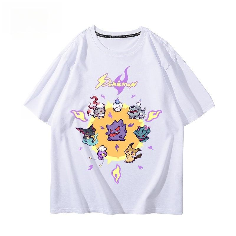 Pokémon Gengar Printing Tee 100 Cotton Tshirt Mens 2026 Summer Fashion Oversize Street Casual Y2K Tops Streetwear Clothing
