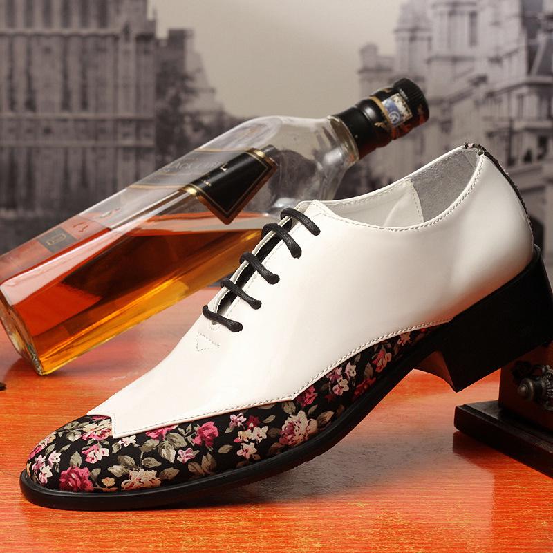 

Модные повседневные туфли из кожи с острым носком, подходящие по цвету, модные повседневные туфли из кожи для ночного клуба, британские высокие туфли для мужчин 38 белый