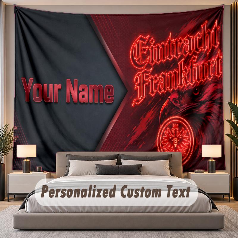 Individualus vardas Tekstas Sieninė drobė Eintracht Frankfurt Personalizuota poliesterio sieninė drobė Miegamajam ir kambariui
