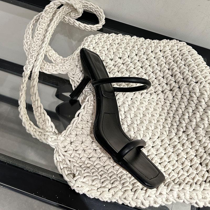 

Fashion Silver Female Slip On Footwear Heels Slides Sandals Shoes For Women Fashion Shallow Ladies Thin Heels Sandals Shoes Pumps 35 чёрный