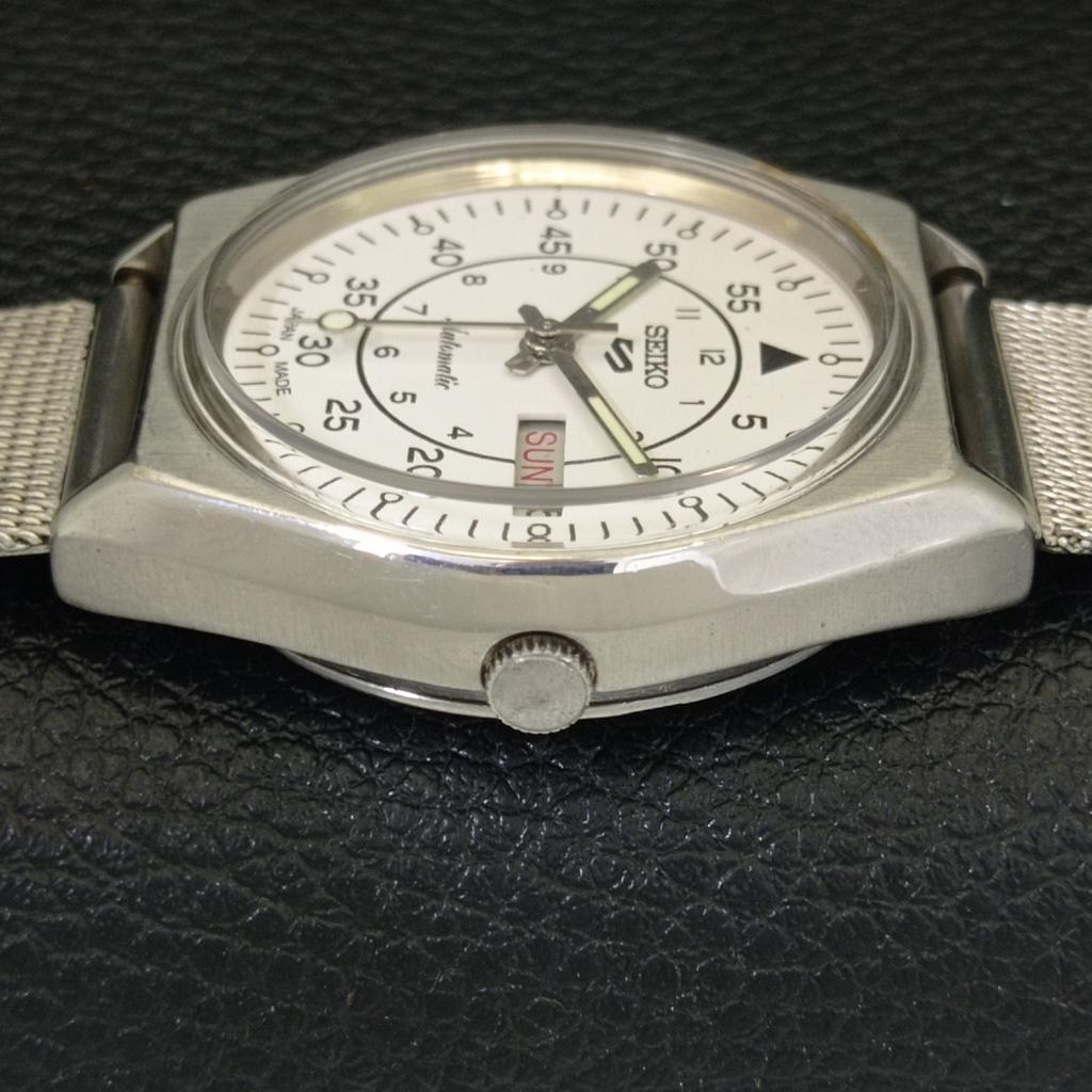 SEIKO 5 AUTOMATIC 6309A JAPAN MENS VINTAGE WHITE COLOR DIAL WATCH a701511-5 R206b-a701511