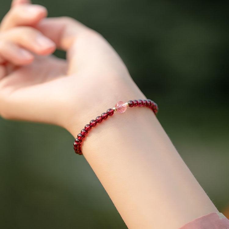 Niche Natural Garnet Stone Beaded Bracelet Unisex Gift DIY