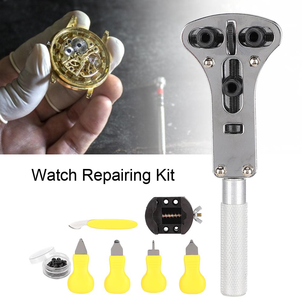 8 szt. Otwieracz do zegarków, uchwyt na kopertę zegarka z 3 szczękami, narzędzie do otwierania kopert zegarków, zestaw do naprawy zegarków