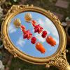 Colorful Dopamine Red Starfish Cartoon Fish Dangle Earrings For Women Beach Metal Scallop Beaded Long Earring Vacation Jewelry