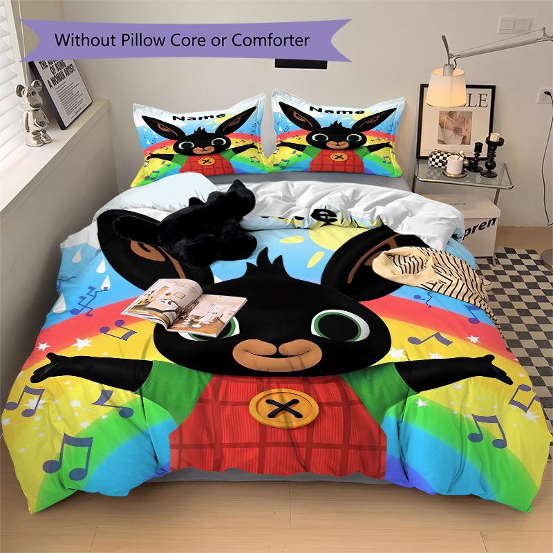 Custom Textile Bunny Friends Bedding 3 Piece Set HD Print Duvet Cover Pillowcases for Teens Adult Bedroom Decoration