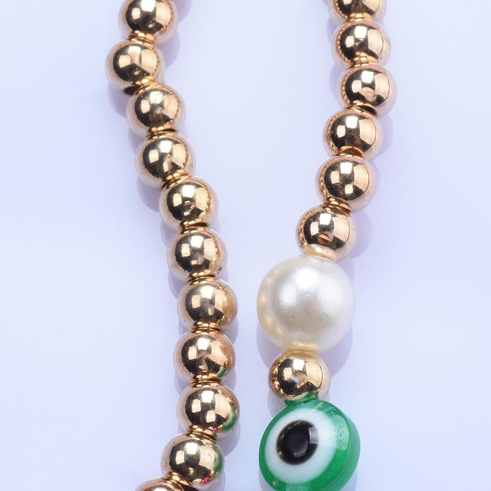 Personnalité Exagérée Alliage Or Ccb Imitation Perle Œil Hip Hop Collier Ensemble Deux Pièces Collier pour Femme