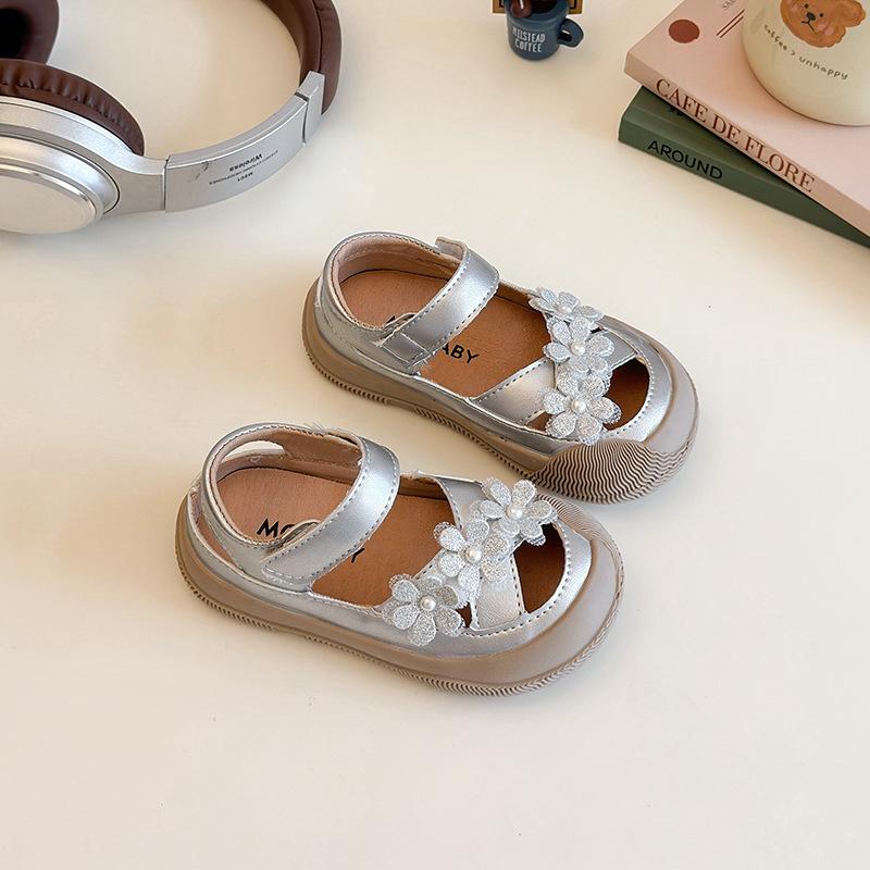Girls Kids Hollow Out Closed Toe Princess Sandals Floral Soft Sole Summer Shoes 22