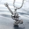 Hip Hop Rock Skeleton Men Guitar Instrument Pendant Necklace Retro Punk Copper Color Stainless Steel Chain Neck Jewelry Gifts