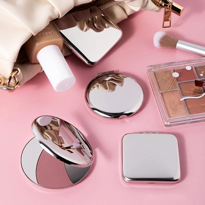 1pcs Hand Pocket Folded-Side Cosmetic Make Up Mirror Portable Women Stainless Steel Makeup Mirror Small Various Shapes