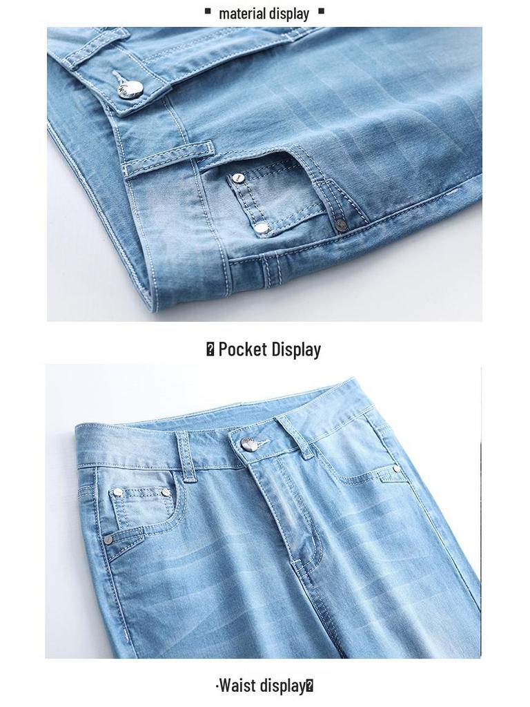 Women's High-Waisted Slim-Straight Jeans: Lightweight, Versatile, Elastic, Slimming, 2024 Spring/Autumn Style