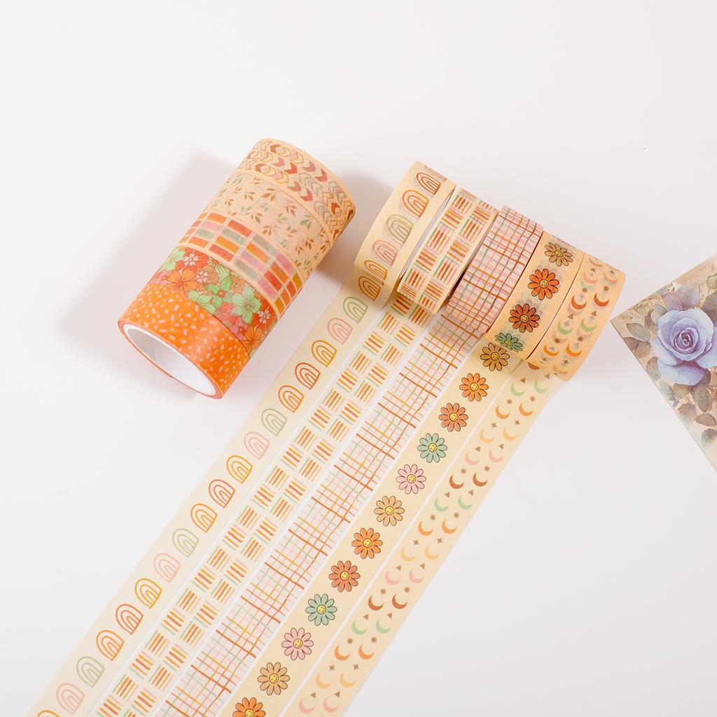 10 rolls of beautiful plant and flower washi tape, orange decorative tape, DIY scrapbook and art project decoration