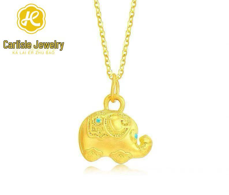 Shuibei 999 Fine Gold Slim Waist Necklace: 3D Hard Gold Women's Pendant Charm, Popular Live Broadcast Hot Seller.
