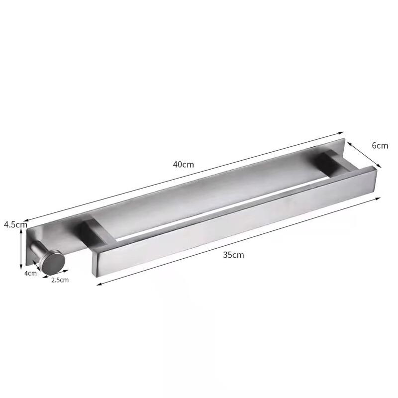 cmaos Brushed Stainless Steel Wall-Mounted Towel Bar with Hooks
