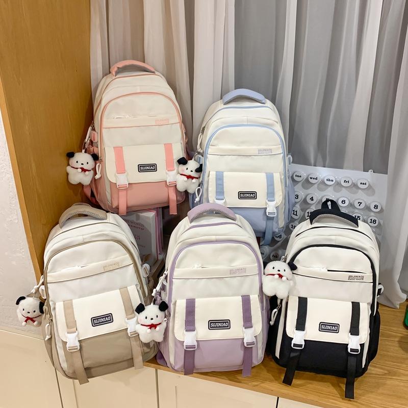 Schoolbag Stylish Simple Versatile Student School Bag Niche Design Light Leisure Travel Backpack Large Capacity Class Backpack