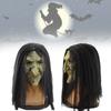 Classic Evil Witch Latex Mask For Halloween Party Costume With Scary Black Hair