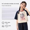 Girls' Printed Pure Cotton Color-block T-shirt