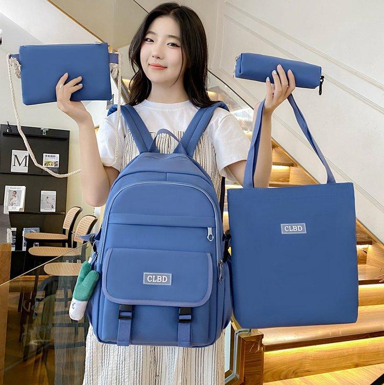 Schoolbag New Four-piece Fashionable Versatile Large-capacity Schoolbag Third To Fifth and Sixth Grades Middle and High School Students Backpack