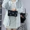 New Canvas Cute Embroidered Bag Bowknot Lovely Print Cosmetics Bag Square Shape Stationery Bag