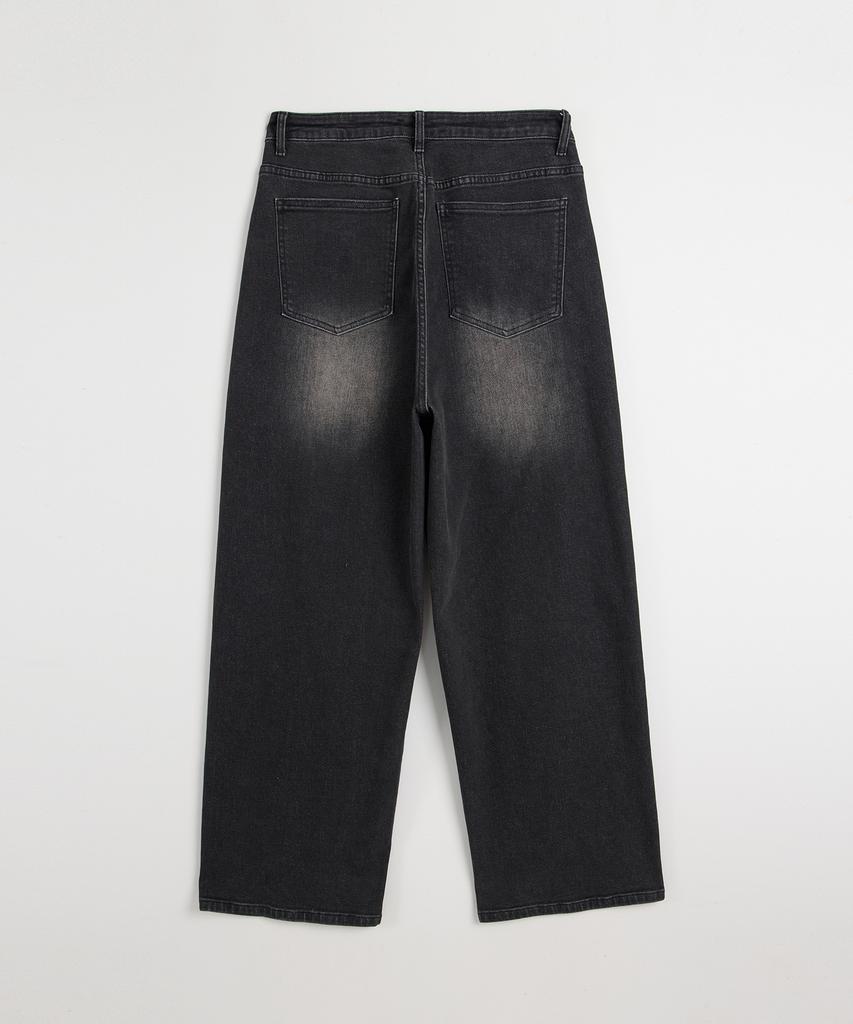 Akeusi Motion Balloon Fit Wide Stretch Denim Pants Unisex (Black)