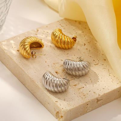 Goldene Premium Gewinde Edelstahl Ohrringe Leichter Luxus Damen Edelstahl Spiral Trend Ohrringe