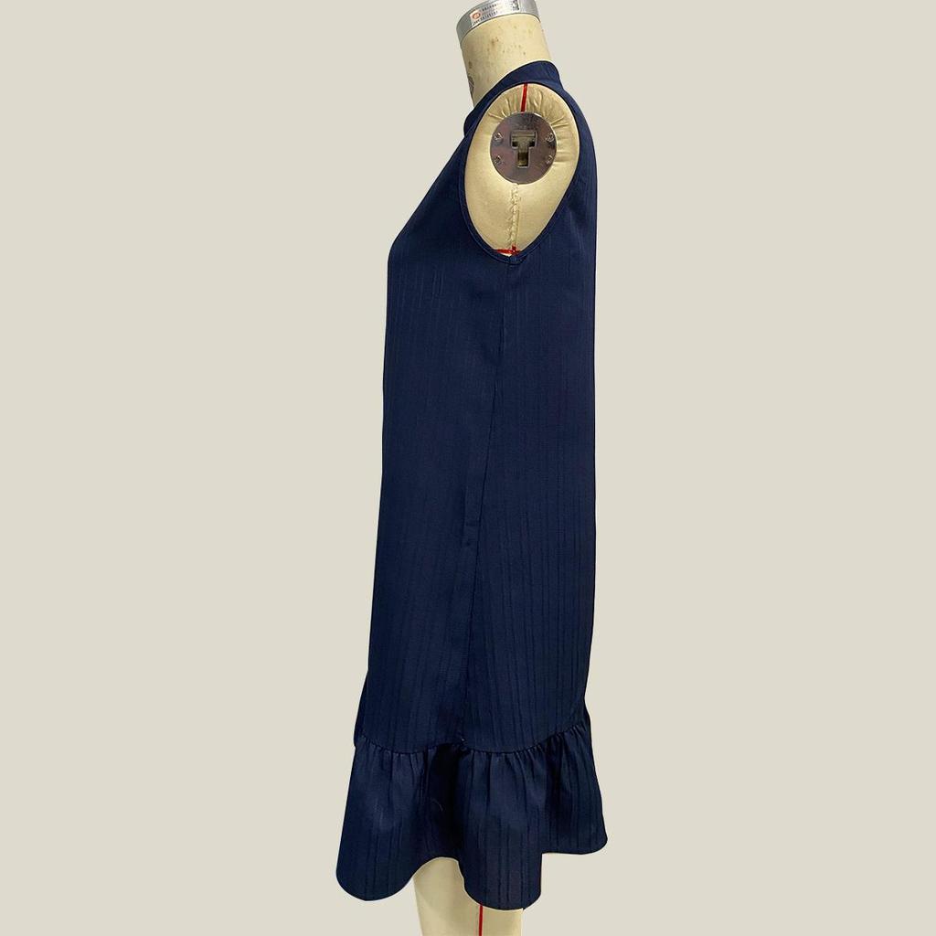 Spring Summer Women Loose Sleeveless Dresses High Waist A-Line V-Neck Solid Color Vest Dress S-XL