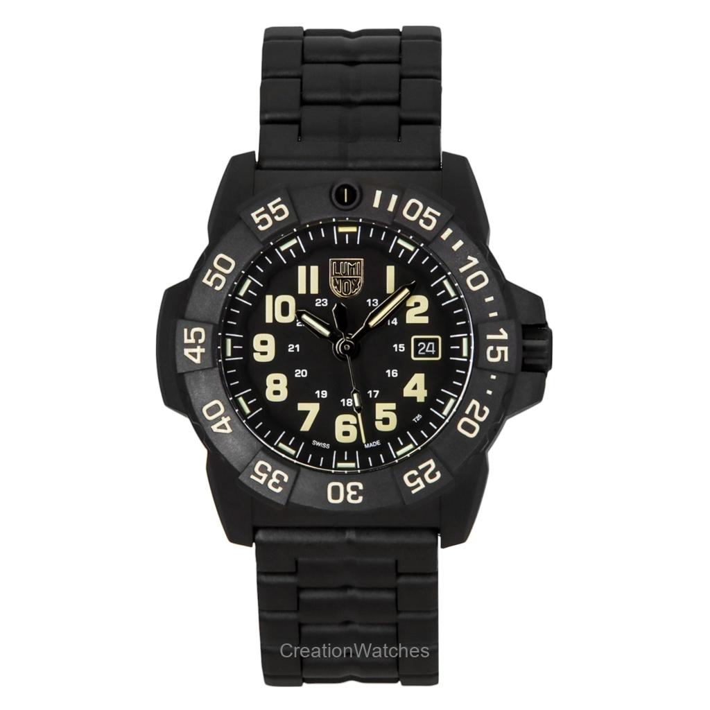 Luminox Navy SEAL 3500 Militær Rustfritt Stål Svart Skive Kvarts Dykkerklokke XS.3510 200M Herreklokke