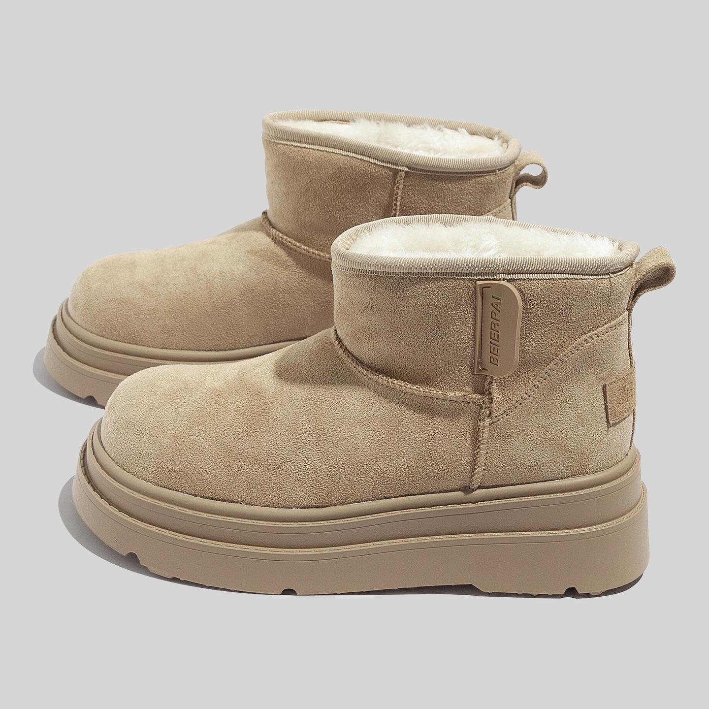 Fleece-lined Warm Thick-soled Height-increasing Snow Boots Stylish Casual Versatile and Warm Double-layered Cotton Shoes 40 хаки 4390₽