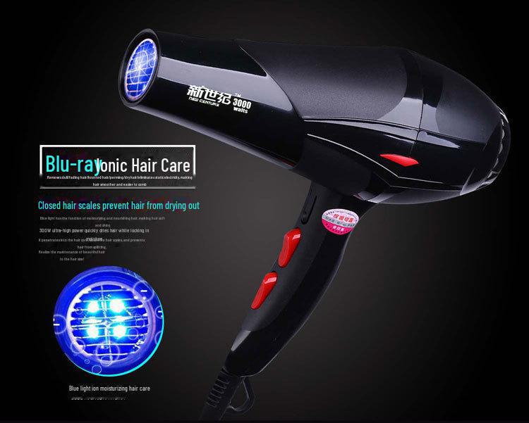 

Мощный фен с функциями быстрой сушки, постоянной температуры и ухода за волосами Blue Hair Care Home classic black [1000w two forks] чёрный