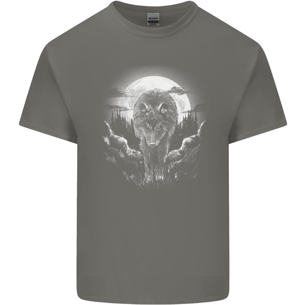 Lone Wolf In the Moonlight Unisexs Light Cotton TShirt