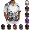 Men's Summer Cuban Collar Shirt for Halloween Party Casual Basic