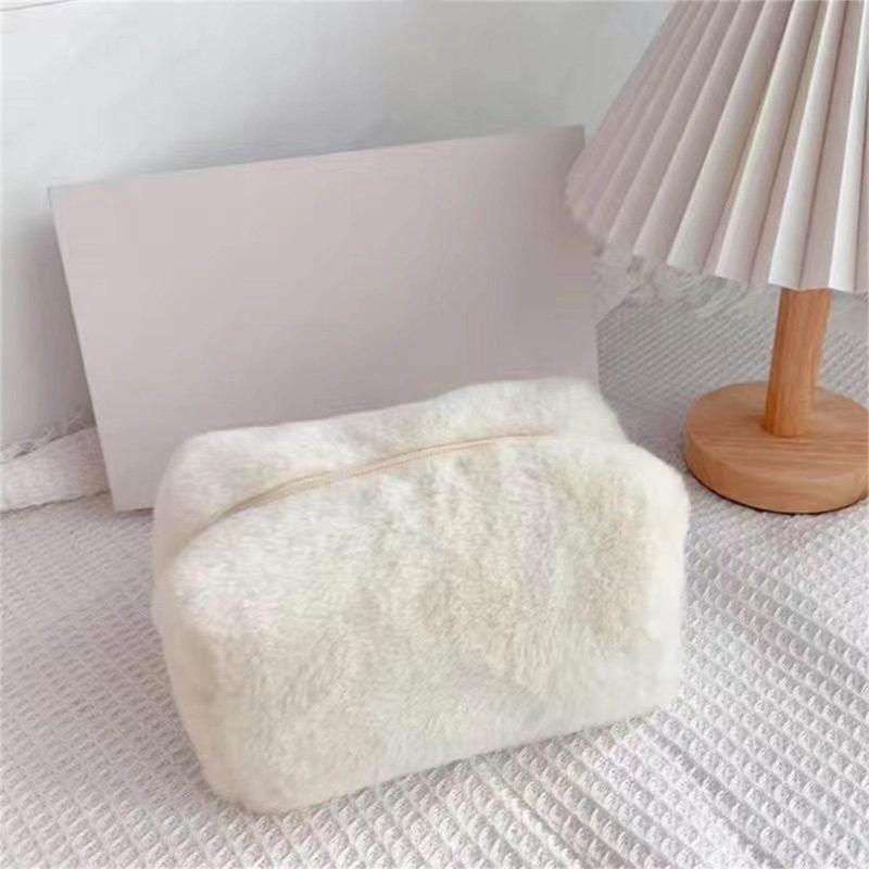 Soft and Cute Plush Organizer Pouch In Sweet Colors Perfect for Storing Beauty Items Anywhere