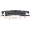 6 Piece Garden Lounge Set with Cushions White Solid Pine Wood